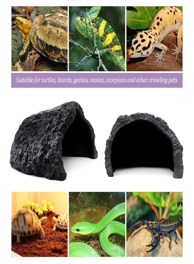 NOMAL Reptile Rock Hide Cave Large Reptile Habitat Turtle Hideouts Cave for Lizards Bearded Dragon Leopard Gecko Snake Amphibians Fish, black (ns-01) - Image 5